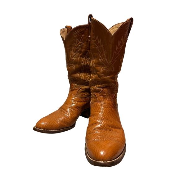 Handmade in Mexico Size 10.5 Western Cowboy Boots Tan Leather - Picture 9 of 10